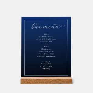 Panneau En Acrylique Menu de bar typographique élégant bleu marine