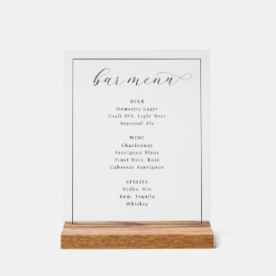 Panneau En Acrylique Menu de bar typographique élégant en noir et blanc