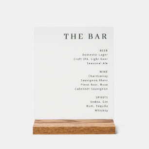 Panneau En Acrylique Menu de bar typographique noir et blanc sophistiqu