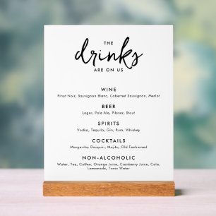 Panneau En Acrylique Menu de boissons de mariage minimaliste moderne