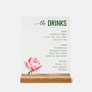 Panneau En Acrylique Menu de boissons minimaliste gris élégant