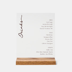 Panneau En Acrylique Menu de boissons minimaliste sophistiqué