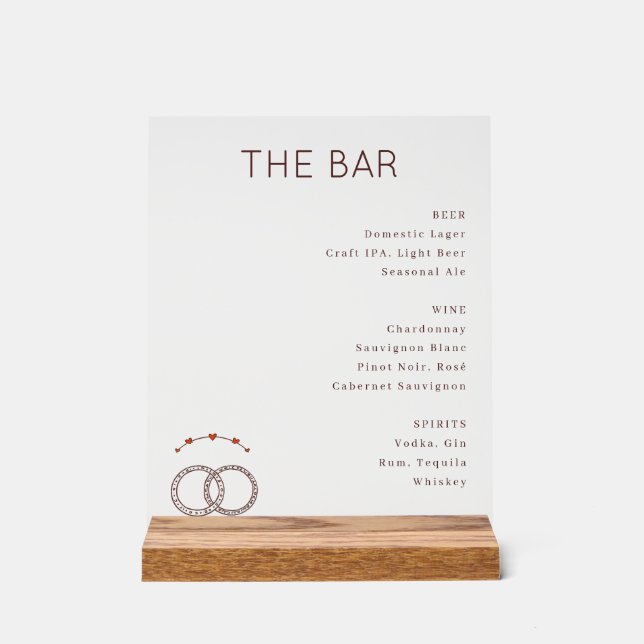 Panneau En Acrylique Menu de mariage élégant noir et blanc (Recto)