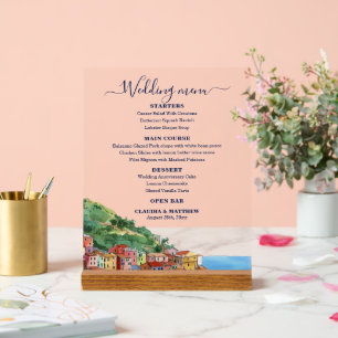 Panneau En Acrylique Menu de mariage élégant sur la Riviera italienne