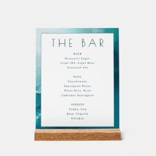 Panneau En Acrylique Menu du Bar à l'aquarelle sarcelle calme