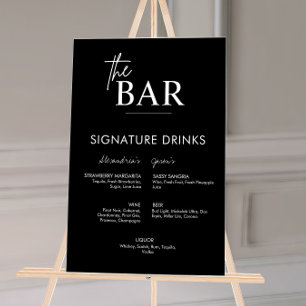 Panneau En Acrylique Menu du bar des boissons signatures de mariage noi