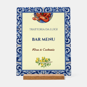 Panneau En Acrylique Menu du Bar Restaurant de Fruits de Mer en Carreau
