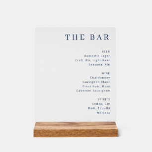 Panneau En Acrylique Menu élégant à barre typographique bleue marine