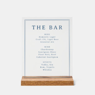 Panneau En Acrylique Menu élégant avec barre en serif bleu