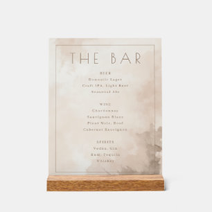 Panneau En Acrylique Menu élégant de bar à l'aquarelle beige