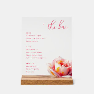 Panneau En Acrylique Menu élégant de bar à rose rose