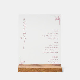 Panneau En Acrylique Menu élégant de bar minimaliste rose
