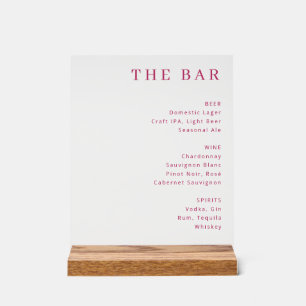 Panneau En Acrylique Menu élégant en barre avec serif rouge