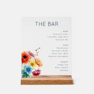 Panneau En Acrylique Menu Élégant Gris Minimaliste de Bar