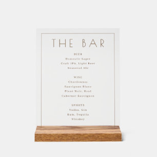 Panneau En Acrylique Menu élégant minimaliste Bar couleur beige