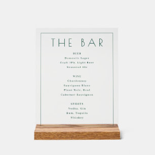 Panneau En Acrylique Menu élégant vert avec empattements