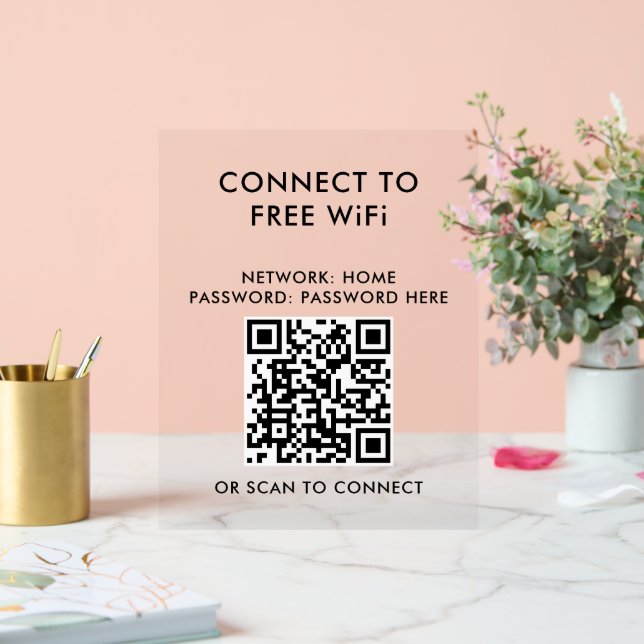 Panneau En Acrylique Menu sans contact Code QR Connexion WiFi (Mariage)