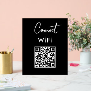 Panneau En Acrylique Menu sans contact QR Connexion WiFi Noir