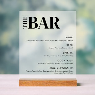 Panneau En Acrylique Menu simple et moderne de la barre Mariage