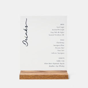 Panneau En Acrylique Menu Typographique Élégant en Noir et Blanc