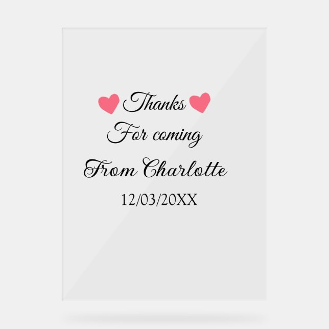 Panneau En Acrylique merci de venir ajouter un message texte (Recto)