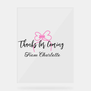 Panneau En Acrylique merci d'être venu nom du texte message arc rose f