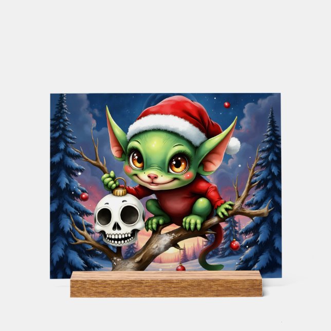 Panneau En Acrylique Merry Mischief – Le Petit Elf de Noël. (Recto)