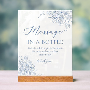 Panneau En Acrylique Message de mariage bleu poussiéreux dans une boute