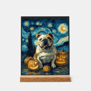 Panneau En Acrylique Mignon chien Bouledogue Anglais Halloween Jack O L