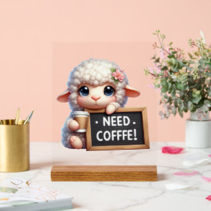 Panneau En Acrylique Mignonne bureau a besoin de mouton de café