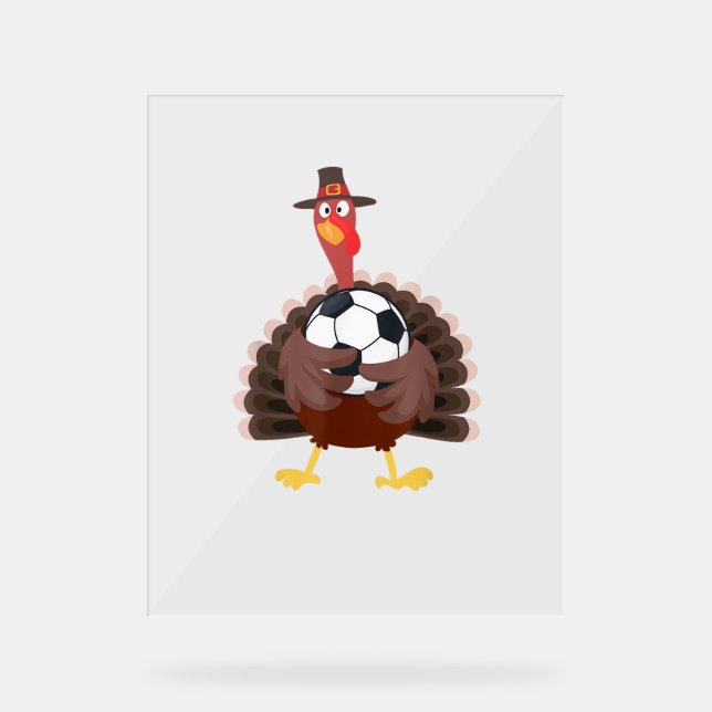 Panneau En Acrylique Mignonne Funny Soccer Thanksgiving Turquie Boys (Recto)