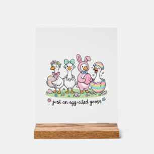 Panneau En Acrylique Mignonne juste une fille oie eggcitée jour de Pâqu