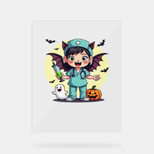 Panneau En Acrylique Mignonne petite infirmière sorcière Halloween Prem