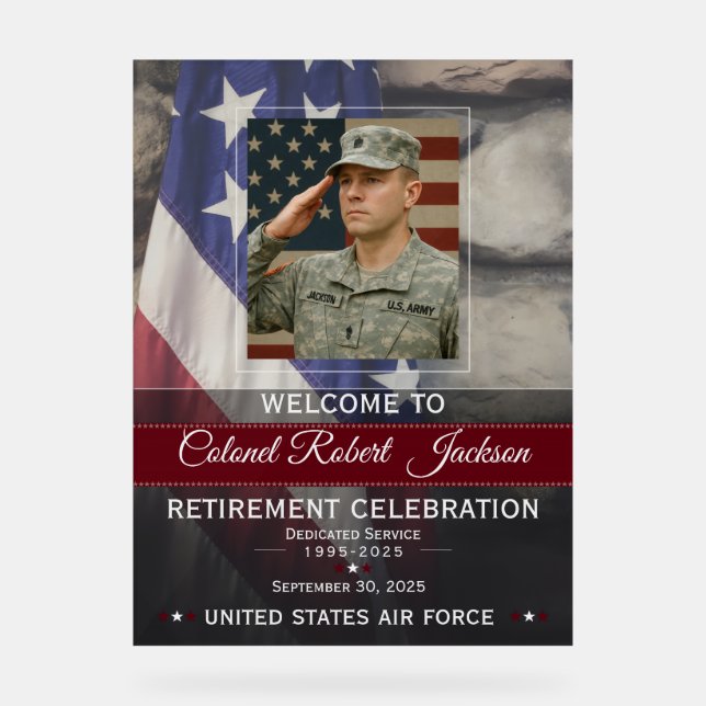 Panneau En Acrylique Military Retirement Welcome Sign (Recto)