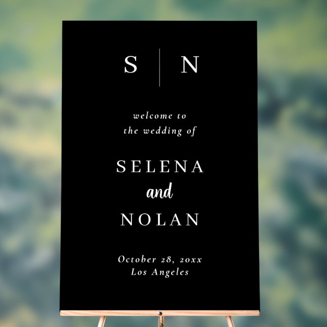 Panneau En Acrylique Minimal and Chic | Dark Black Wedding Seating Char (Neutre)