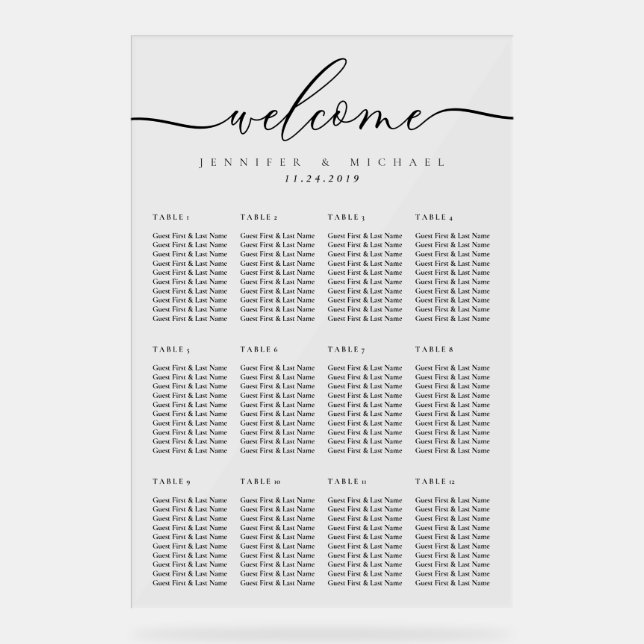 Panneau En Acrylique Minimal Lux Clean Simple Wedding Table Numbers (Recto)