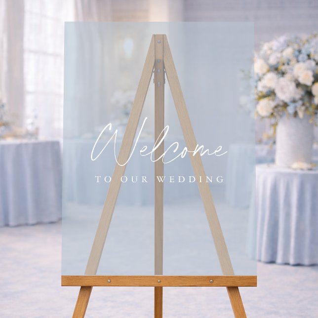 Panneau En Acrylique Minimalist Dusty Blue Acrylic Wedding Welcome Sign (Créateur téléchargé)