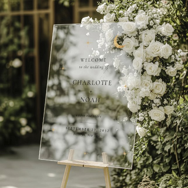 Panneau En Acrylique Minimalist Elegant Celestial Wedding Welcome (Créateur téléchargé)