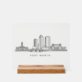 Panneau En Acrylique Minimalist Fort Worth Skyline Line Art