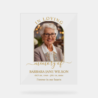 Panneau En Acrylique Minimalist Funeral Memorial In Loving Memory Photo