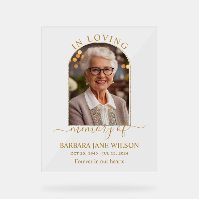 Panneau En Acrylique Minimalist Funeral Memorial In Loving Memory Photo (Recto)