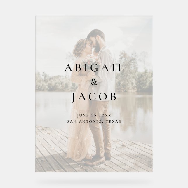 Panneau En Acrylique Minimalist Modern Photo Wedding (Recto)