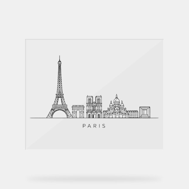 Panneau En Acrylique Minimalist Paris Skyline Line Art (Recto)