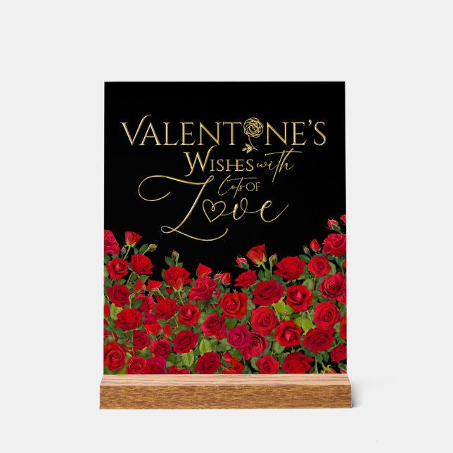 Panneau En Acrylique Minimalist  Valentine’s Gold Calligraphy Roses (Recto)