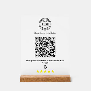 Panneau En Acrylique Minimaliste Google Avis Business Qr Code