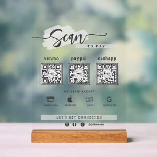 Panneau En Acrylique Minimaliste Moderne Scan de Code Qr 3 pour Payer g