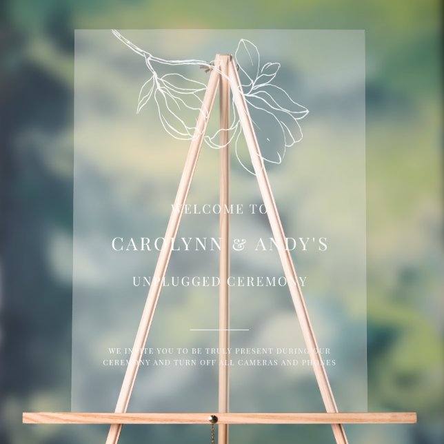 Panneau En Acrylique Minimalistic Welcome Unplugged Wedding Ceremony (Neutre)