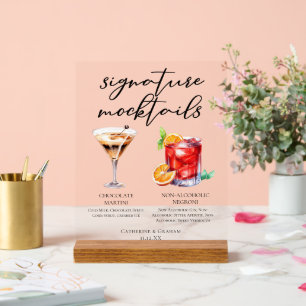 Panneau En Acrylique Mocktails au Martini au Chocolat et Negroni sans A