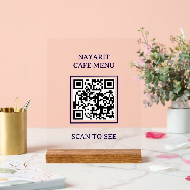 Panneau En Acrylique Modèle de menu numérique avec code QR (Mariage)
