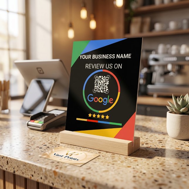 Panneau En Acrylique Modern Black Google Review QR Code (Modern Black Google Review QR Code Acrylic Sign)